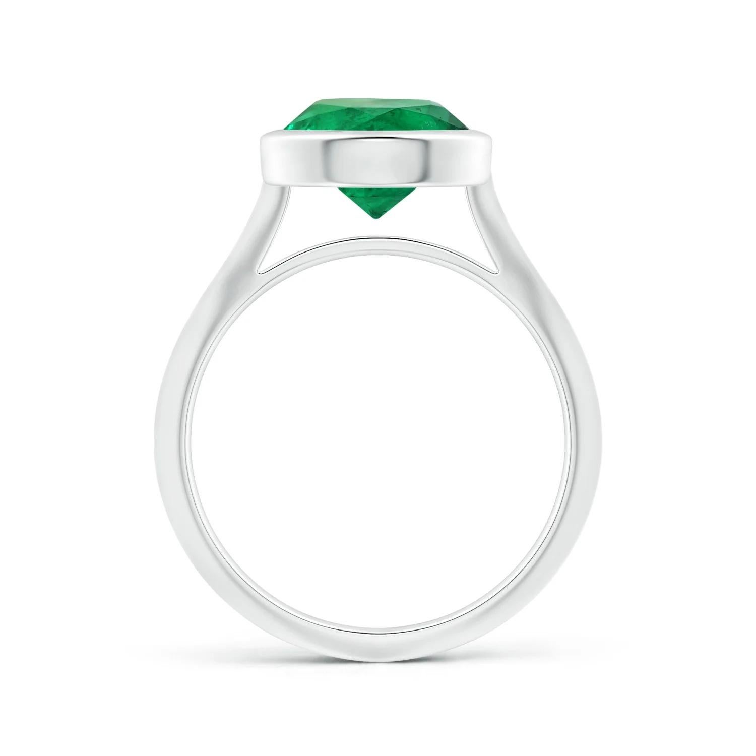 For Sale:  Angara Bezel-Set Gia Certified Solitaire Emerald Ring in Platinum 2