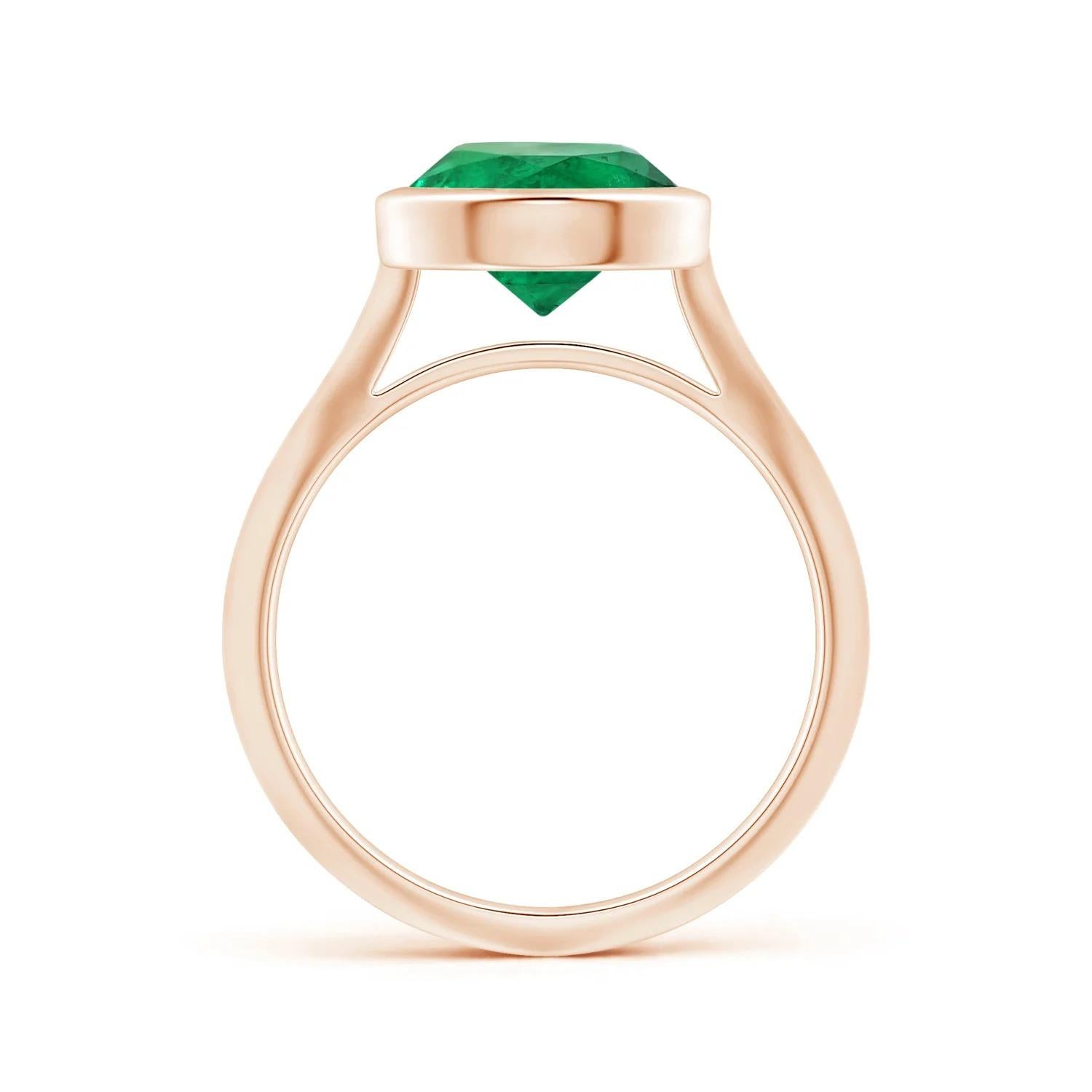 For Sale:  ANGARA Bezel-Set GIA Certified Solitaire Emerald Ring in Rose Gold 2