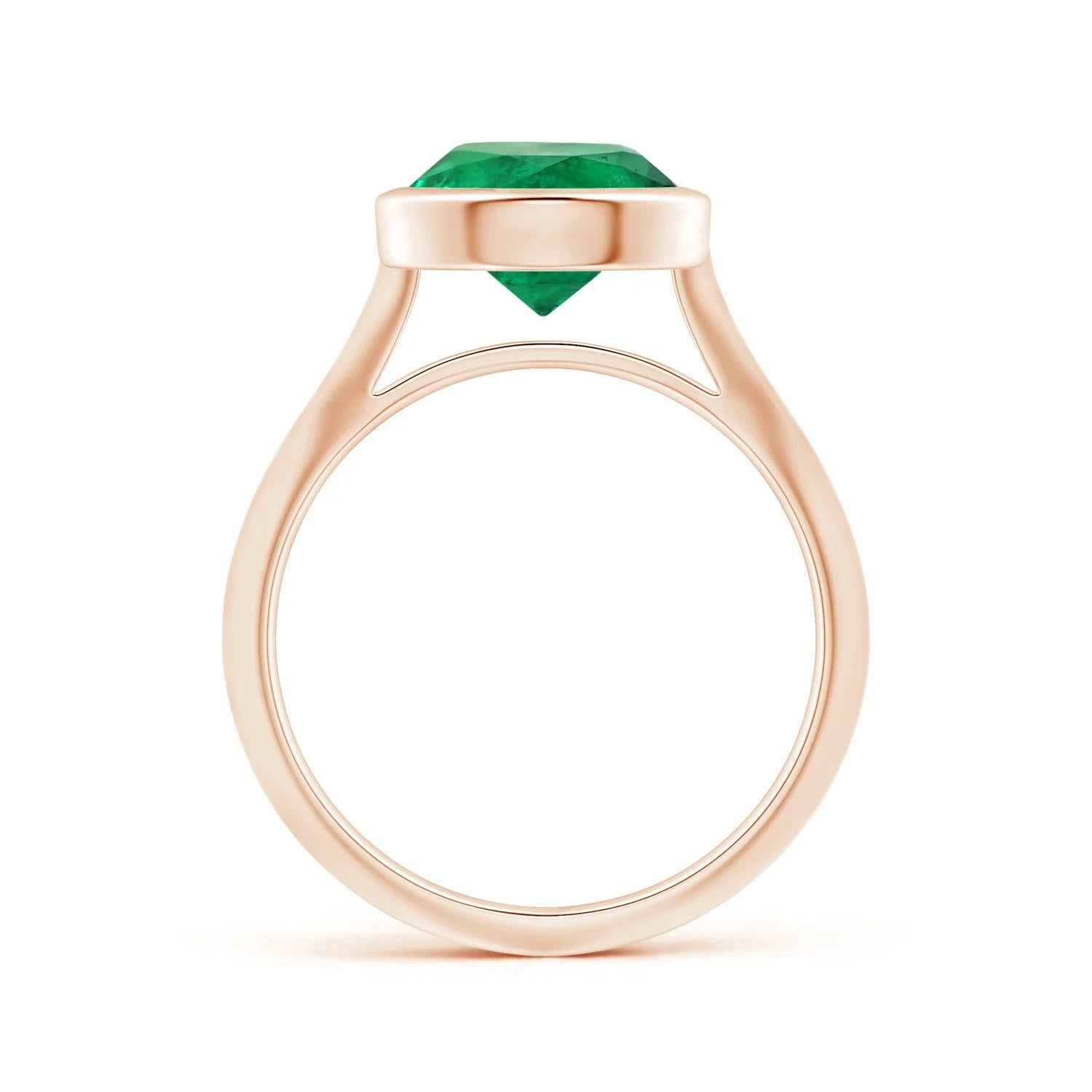 En vente :  ANGARA Bague solitaire en or rose avec émeraude certifiée GIA et sertie sur le chaton 2