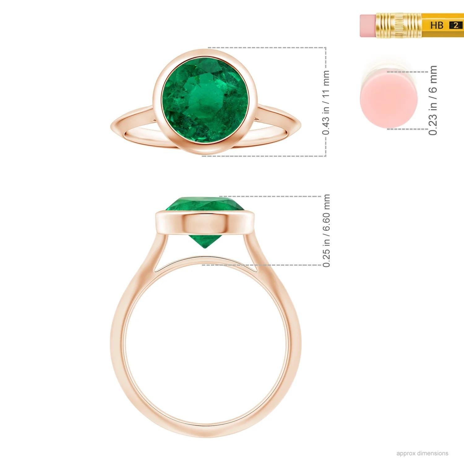ANGARA Bezel-Set GIA Certified Solitaire Emerald Ring in Rose Gold 4