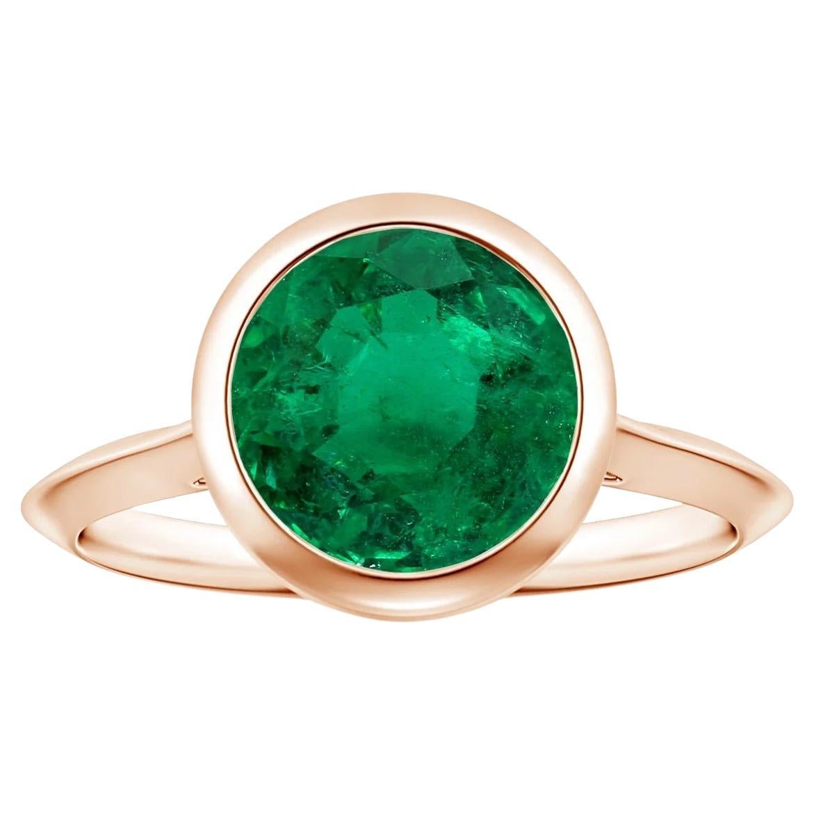 For Sale:  ANGARA Bezel-Set GIA Certified Solitaire Emerald Ring in Rose Gold