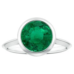 ANGARA Bezel-Set GIA Certified Solitaire Emerald Ring in White Gold