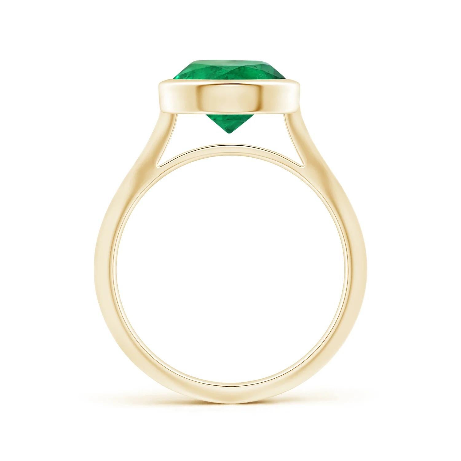 ANGARA GIA-zertifizierter Solitär-Smaragdring aus Gelbgold mit Lünettenfassung () 2