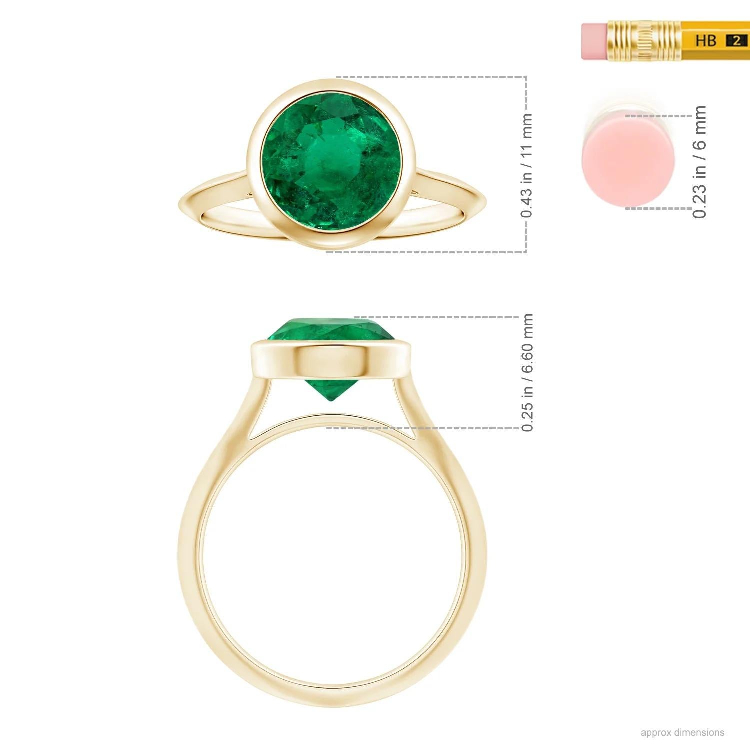 For Sale:  ANGARA Bezel-Set GIA Certified Solitaire Emerald Ring in Yellow Gold 4