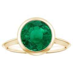 ANGARA Bezel-Set GIA Certified Solitaire Emerald Ring in Yellow Gold
