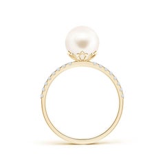Angara Classic Freshwater Cultured Pearl & Diamond Solitaire Ring in 14K Gold