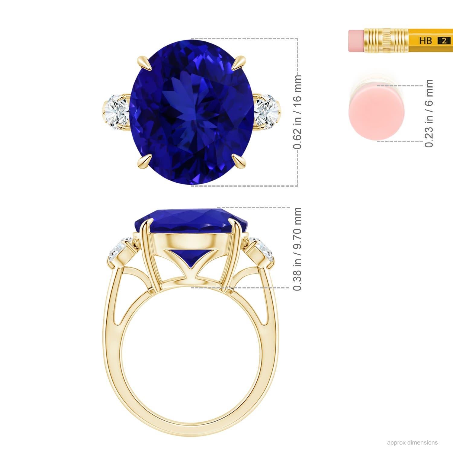 ANGARA Classic GIA Certified Tanzanite Three Stone Yellow Gold Ring with Diamond 5