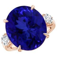 ANGARA Classic GIA Certified Tanzanite Drei Stein Gelbgold Ring mit Diamant