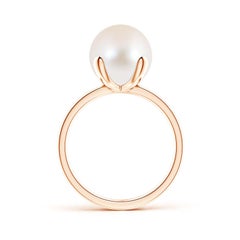 Anillo Angara Clásico Solitario de Perla Cultivada de Agua Dulce en Oro Macizo de 14K