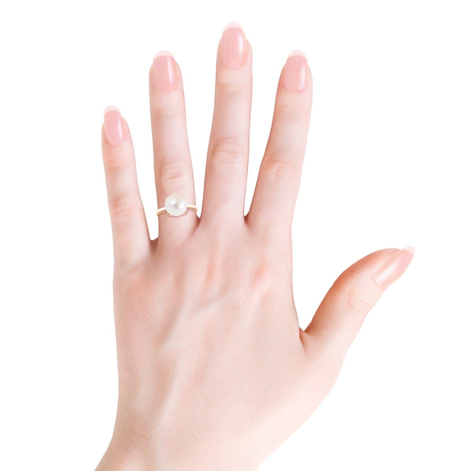 Donna Anello Angara Classic Solitaire con perle d'acqua dolce coltivate in oro massiccio 14 carati in vendita