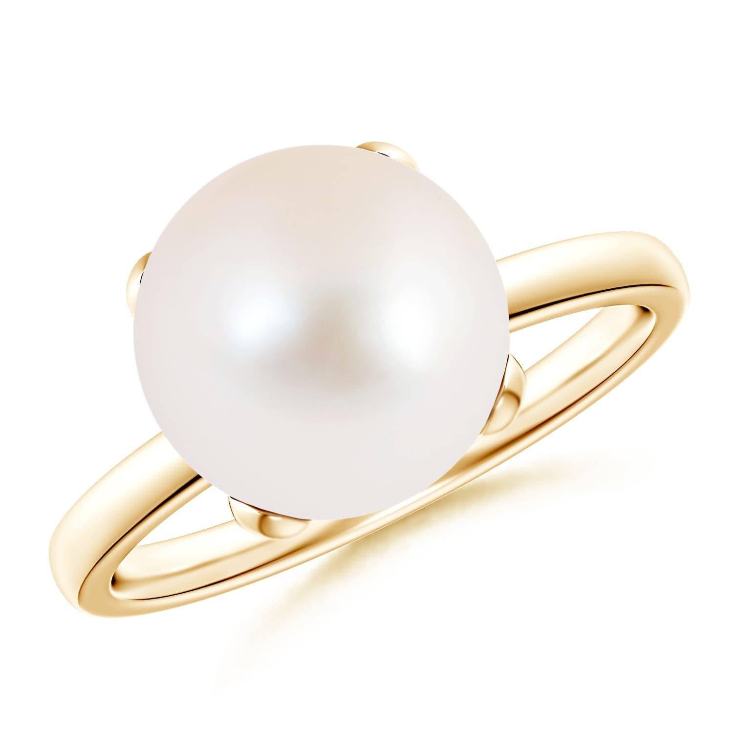 Anello Angara Classic Solitaire con perle d'acqua dolce coltivate in oro massiccio 14 carati in vendita 2