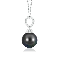 Angara Classic Solitaire Tahitian Cultured Pearl Pendant in 14K Solid Gold