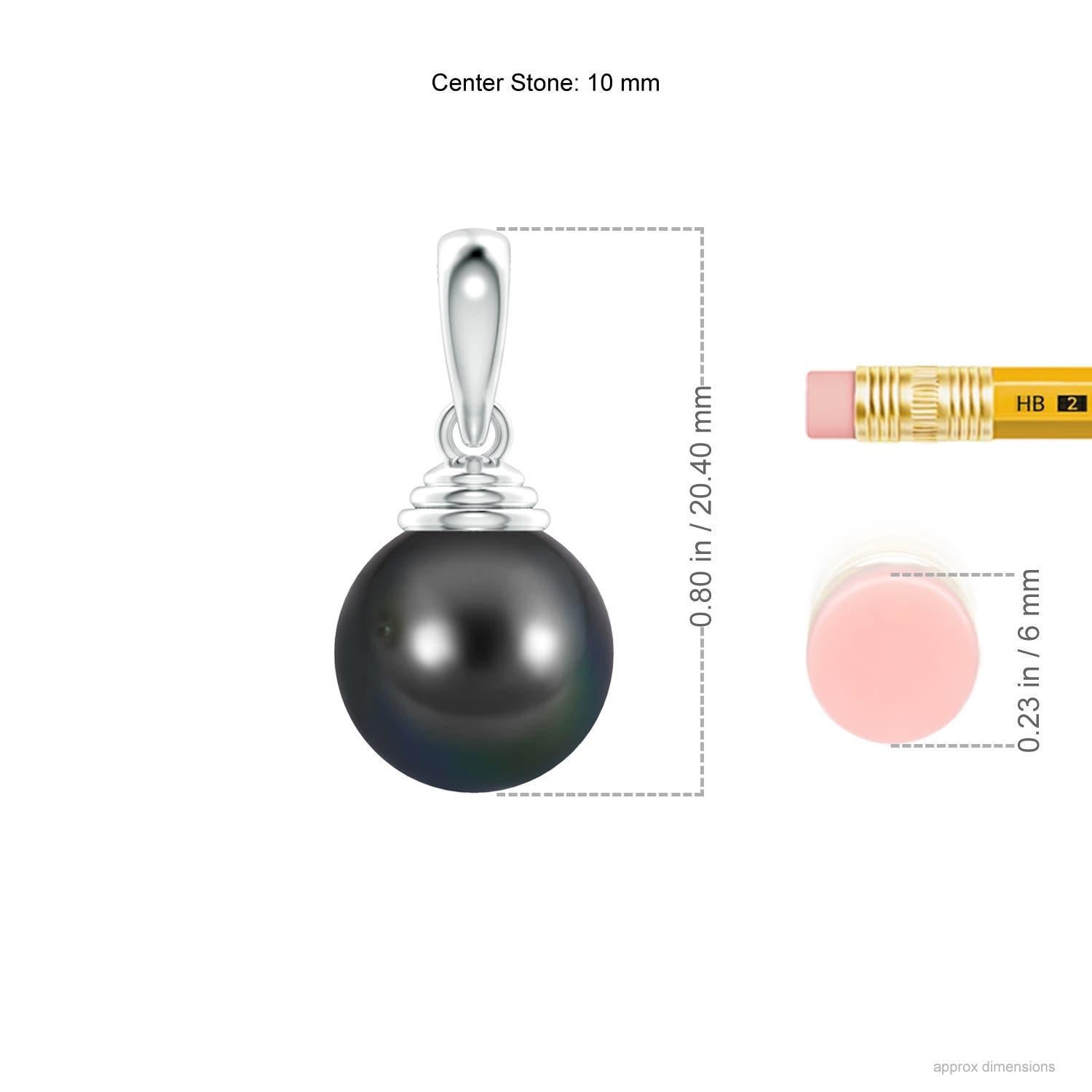 Round Cut Angara Classic Solitaire Tahitian Cultured Pearl Pendant in 14K Solid Gold For Sale