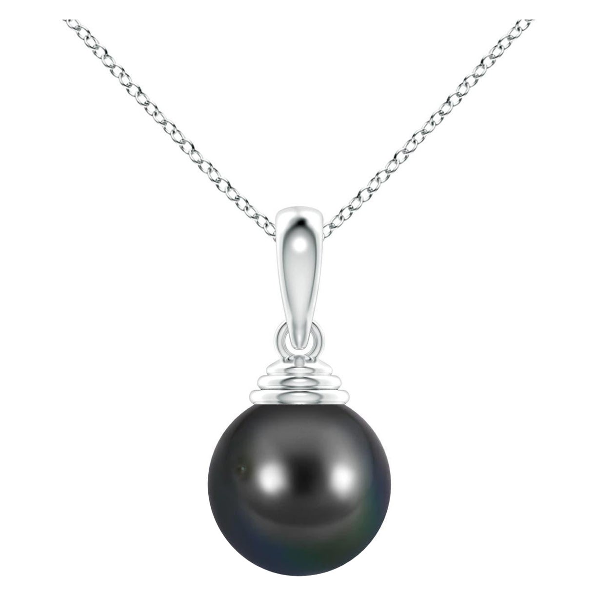 Angara Classic Solitaire Tahitian Cultured Pearl Pendant in 14K Solid Gold