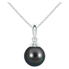 Angara Classic Solitaire Tahitian Cultured Pearl Pendant in 14K Solid Gold