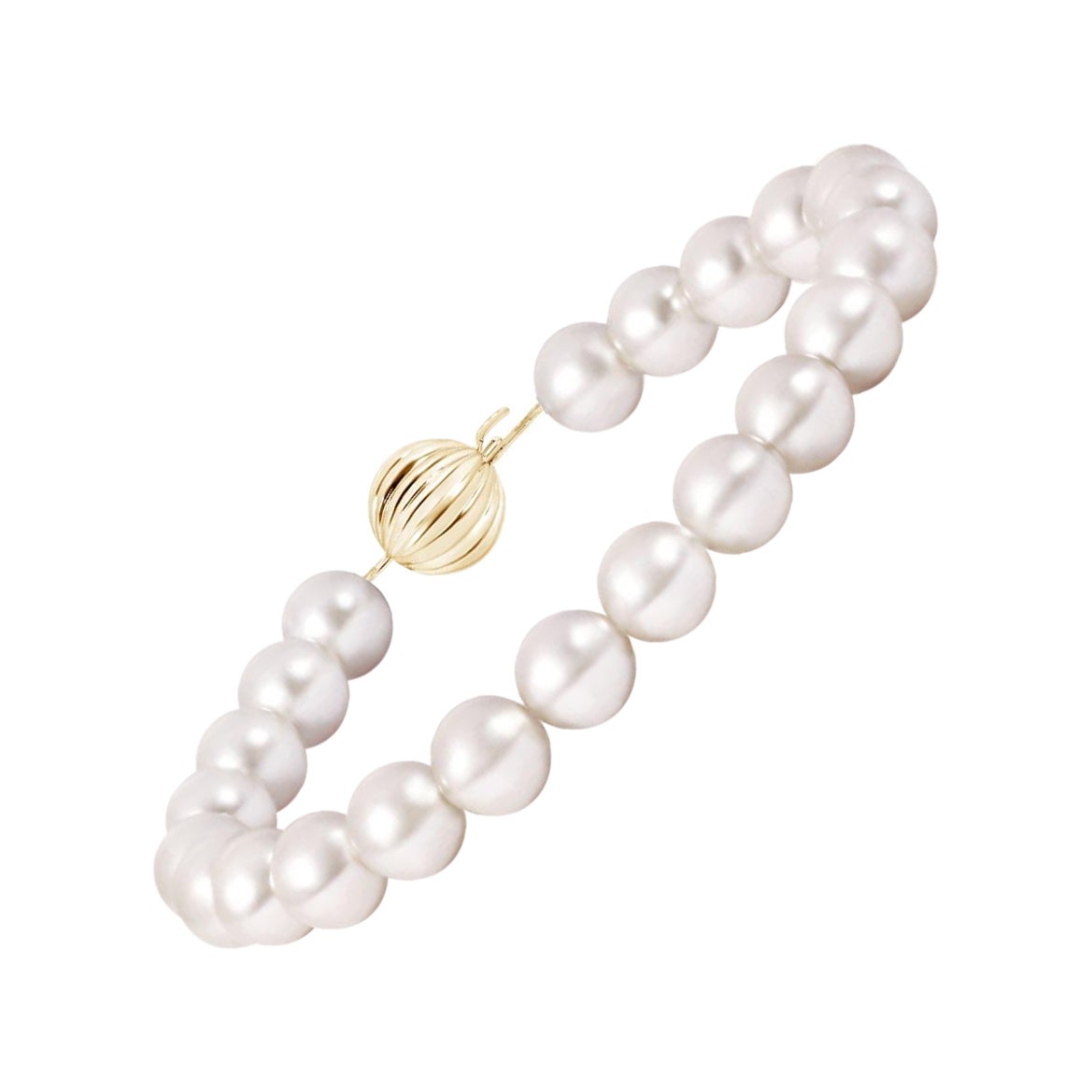 Angara Pulsera clásica de una sola vuelta de perlas cultivadas de los mares del sur en oro macizo de 14 quilates