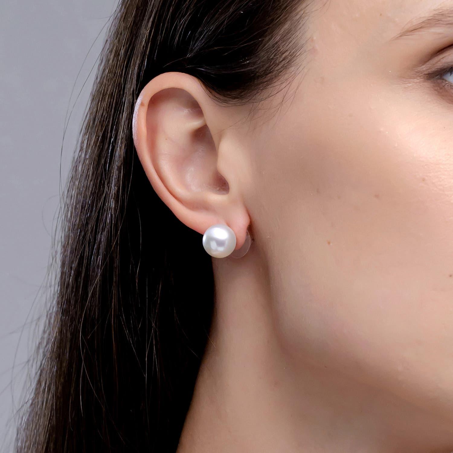 Angara Clásica Perla Cultivada del Mar del Sur Solitario Studs en Oro de 14K para Mujer Moderno en venta