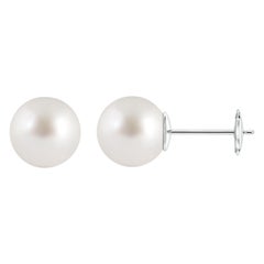 Angara - Borchie classiche con solitario di perle coltivate dei mari del sud in oro 14K per donna