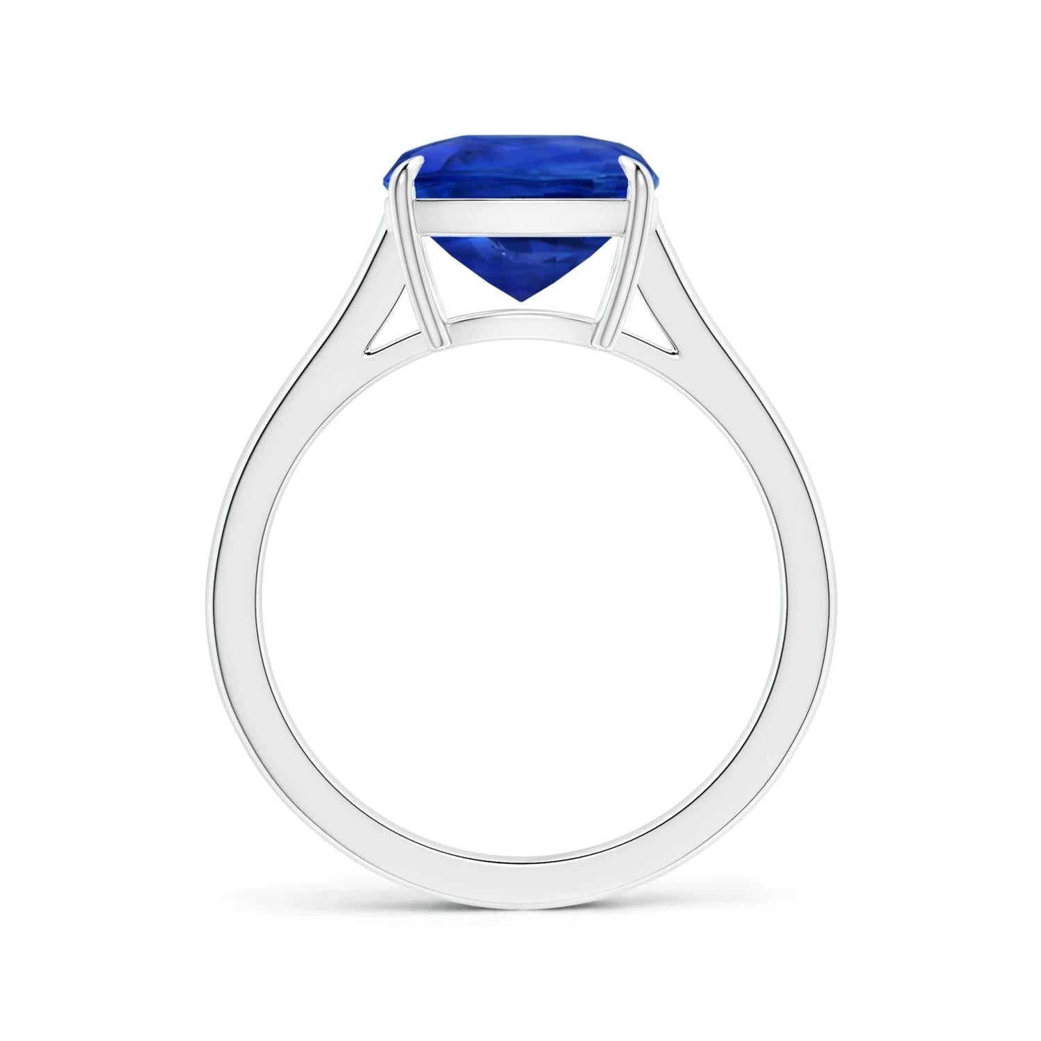 For Sale:  Claw-Set GIA Certified Cushion Blue Sapphire Solitaire Ring in Platinum 2