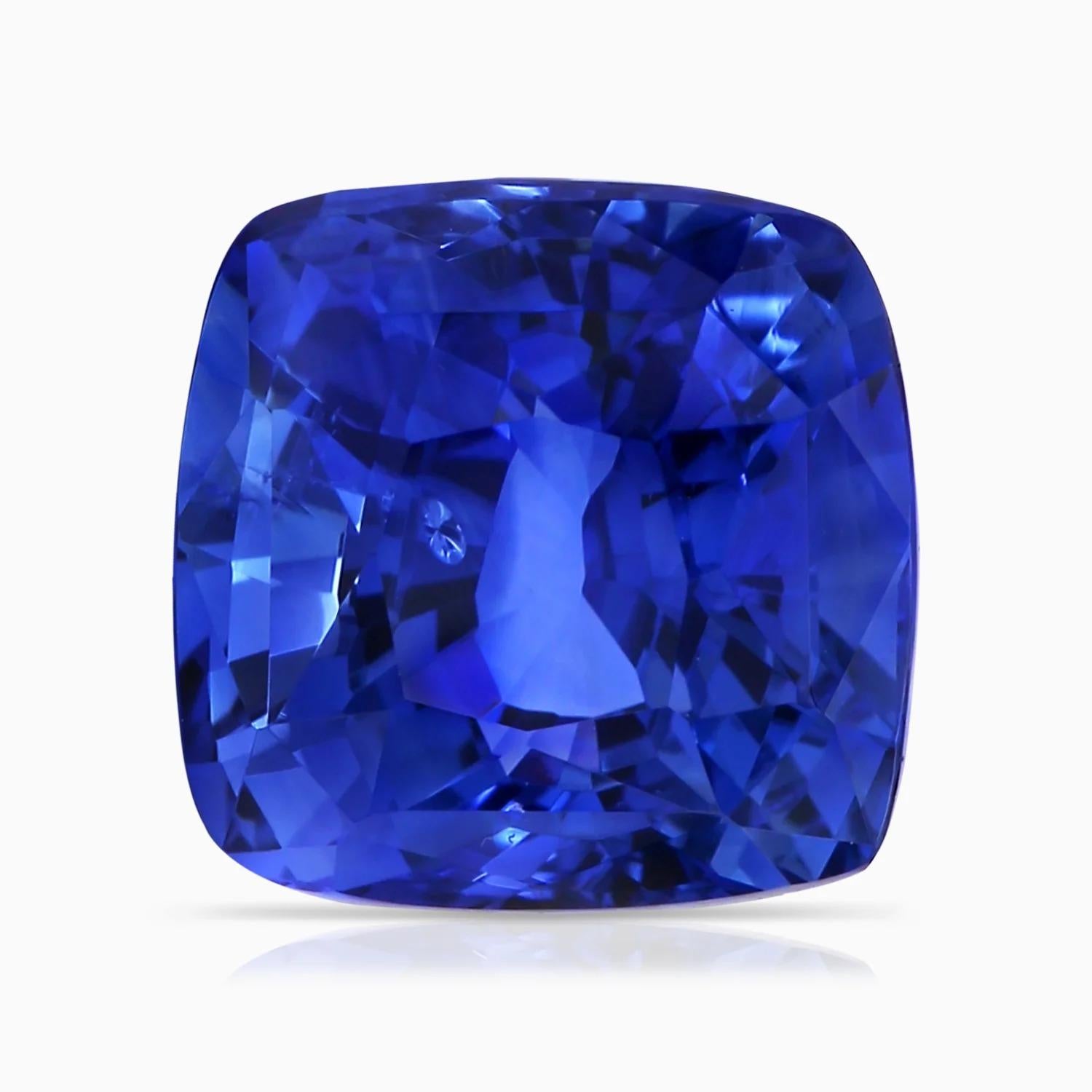 For Sale:  Claw-Set GIA Certified Cushion Blue Sapphire Solitaire Ring in Platinum 6