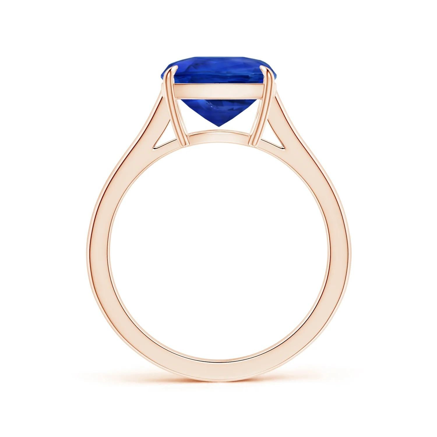 For Sale:  Angara Claw-Set GIA Certified Cushion Blue Sapphire Solitaire Ring in Rose Gold 2