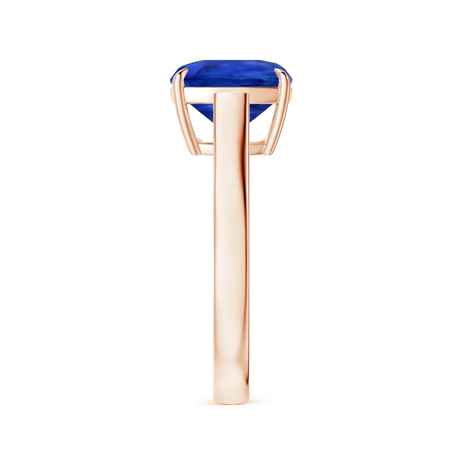 Angara Claw-Set GIA Certified Cushion Blue Sapphire Solitaire Ring in Rose Gold 4