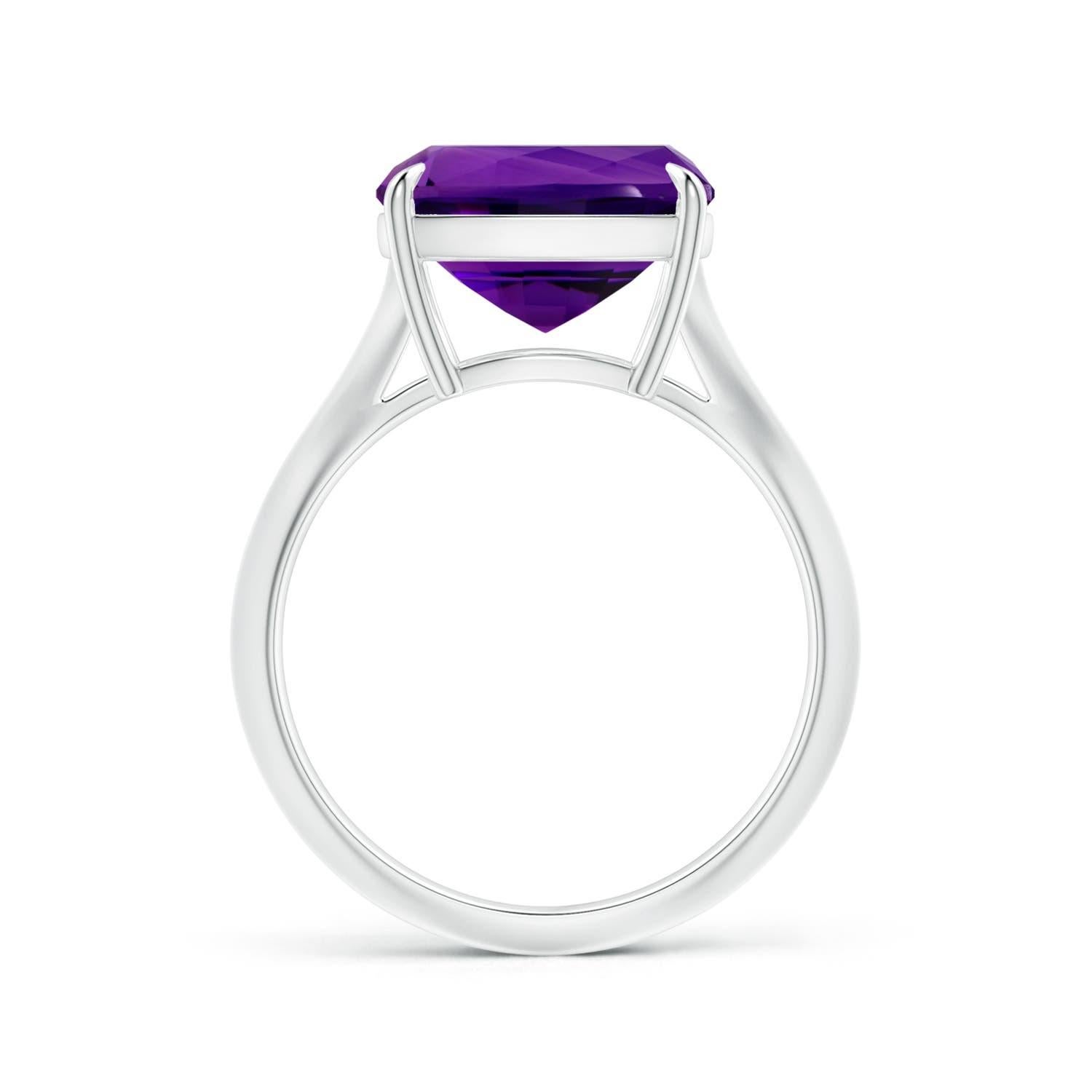 ANGARA Claw-Set GIA Certified Solitaire Cushion Amethyst Ring in Platinum 2
