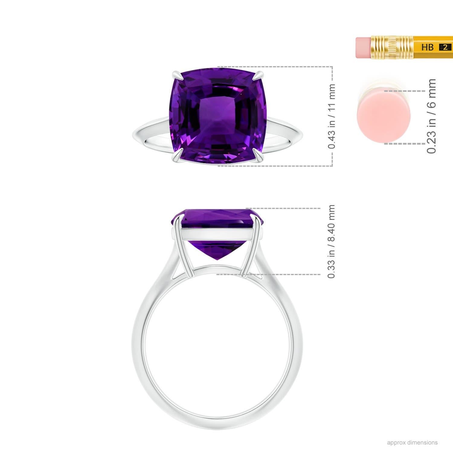 ANGARA Claw-Set GIA Certified Solitaire Cushion Amethyst Ring in Platinum 5