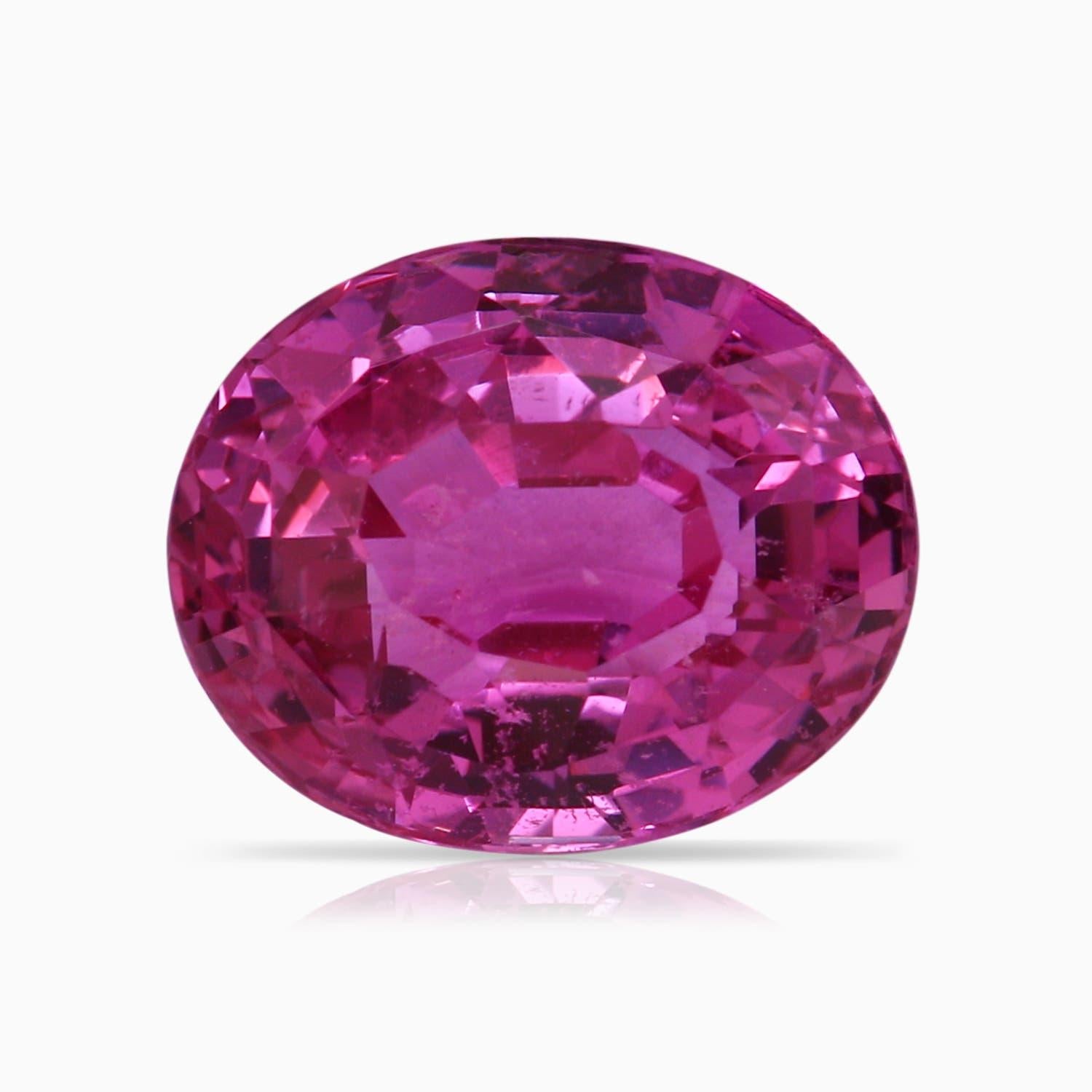 Im Angebot: ANGARA Ring aus Platin mit GIA-zertifiziertem ovalem rosa Saphir im Krallenschliff und Diamanten () 6