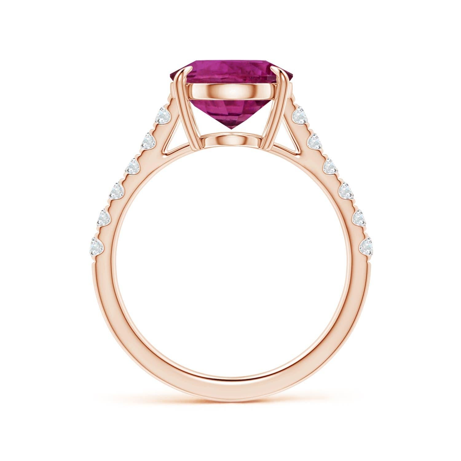 For Sale:  ANGARA Claw-Set GIA Certified Oval Pink Sapphire Ring in Rose Gold with Diamonds 2