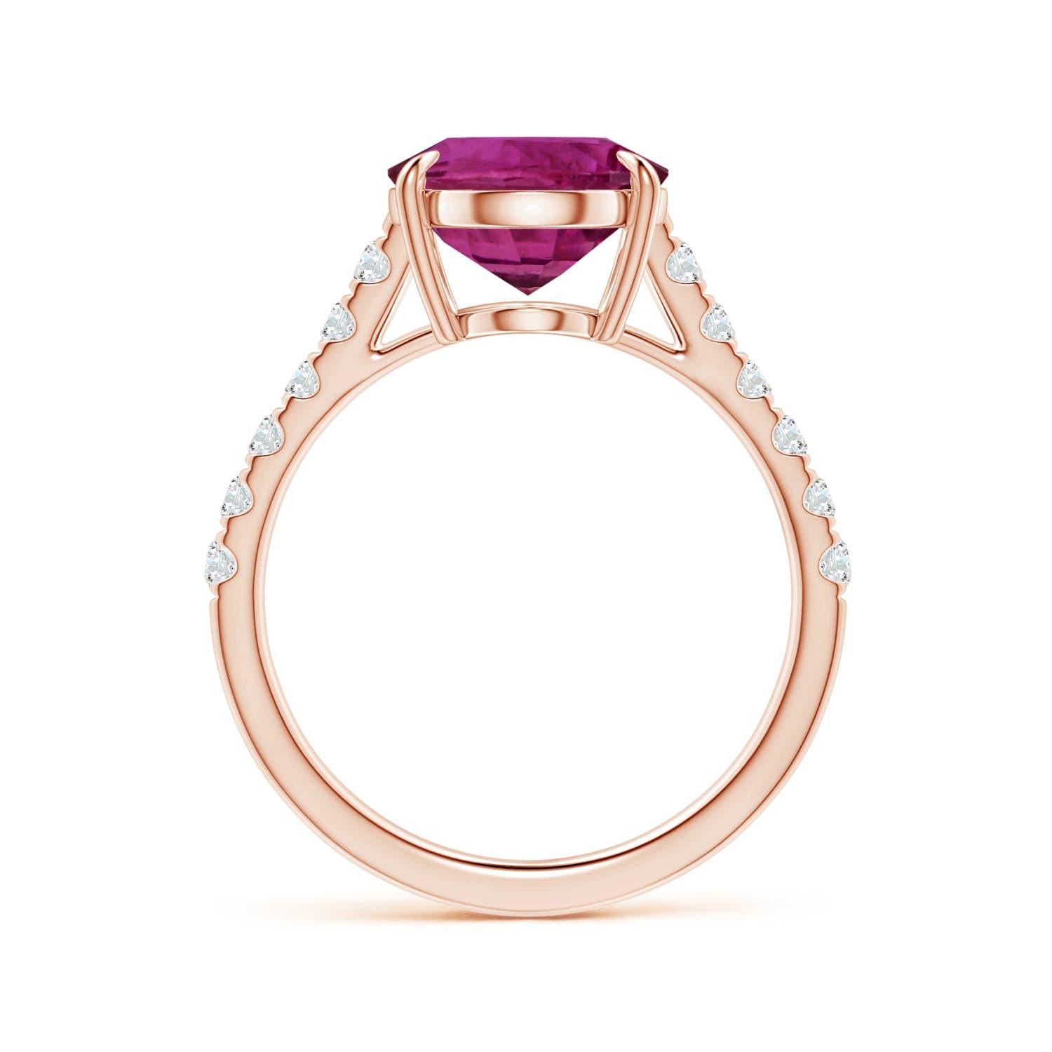 For Sale:  ANGARA Claw-Set GIA Certified Oval Pink Sapphire Ring in Rose Gold with Diamonds 2