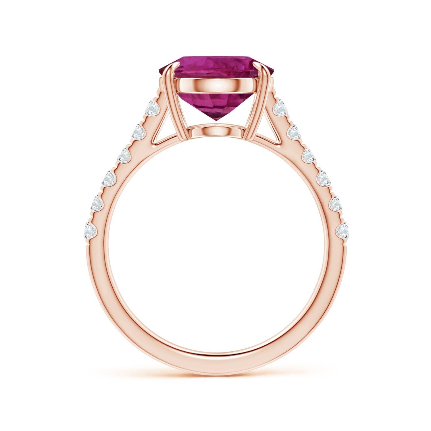 ANGARA Claw-Set GIA Certified Oval Pink Sapphire Ring in Rose Gold with Diamonds 2