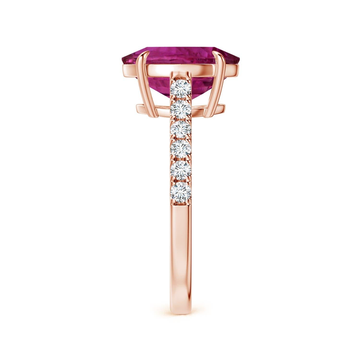 ANGARA Claw-Set GIA Certified Oval Pink Sapphire Ring in Rose Gold with Diamonds 4