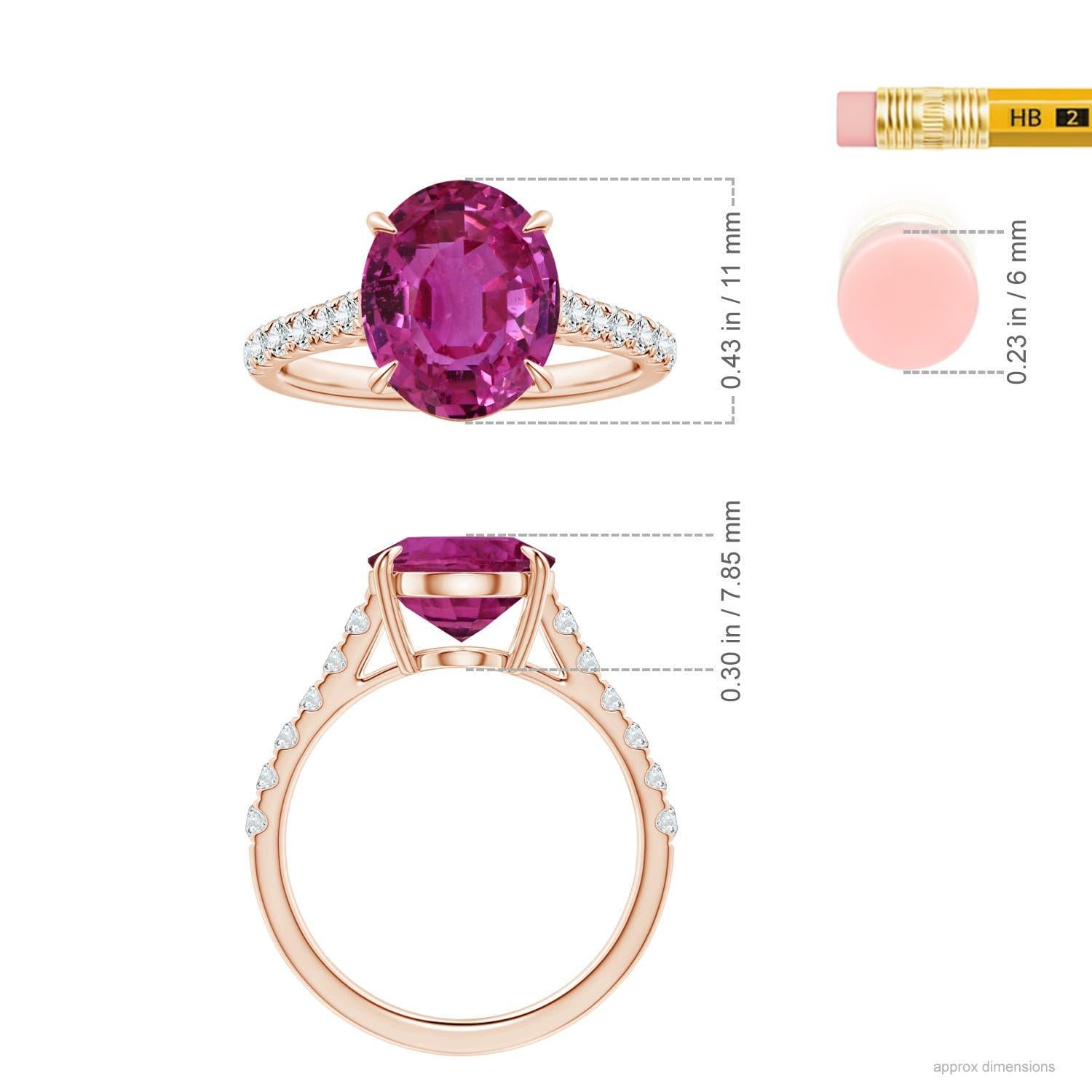 For Sale:  ANGARA Claw-Set GIA Certified Oval Pink Sapphire Ring in Rose Gold with Diamonds 5