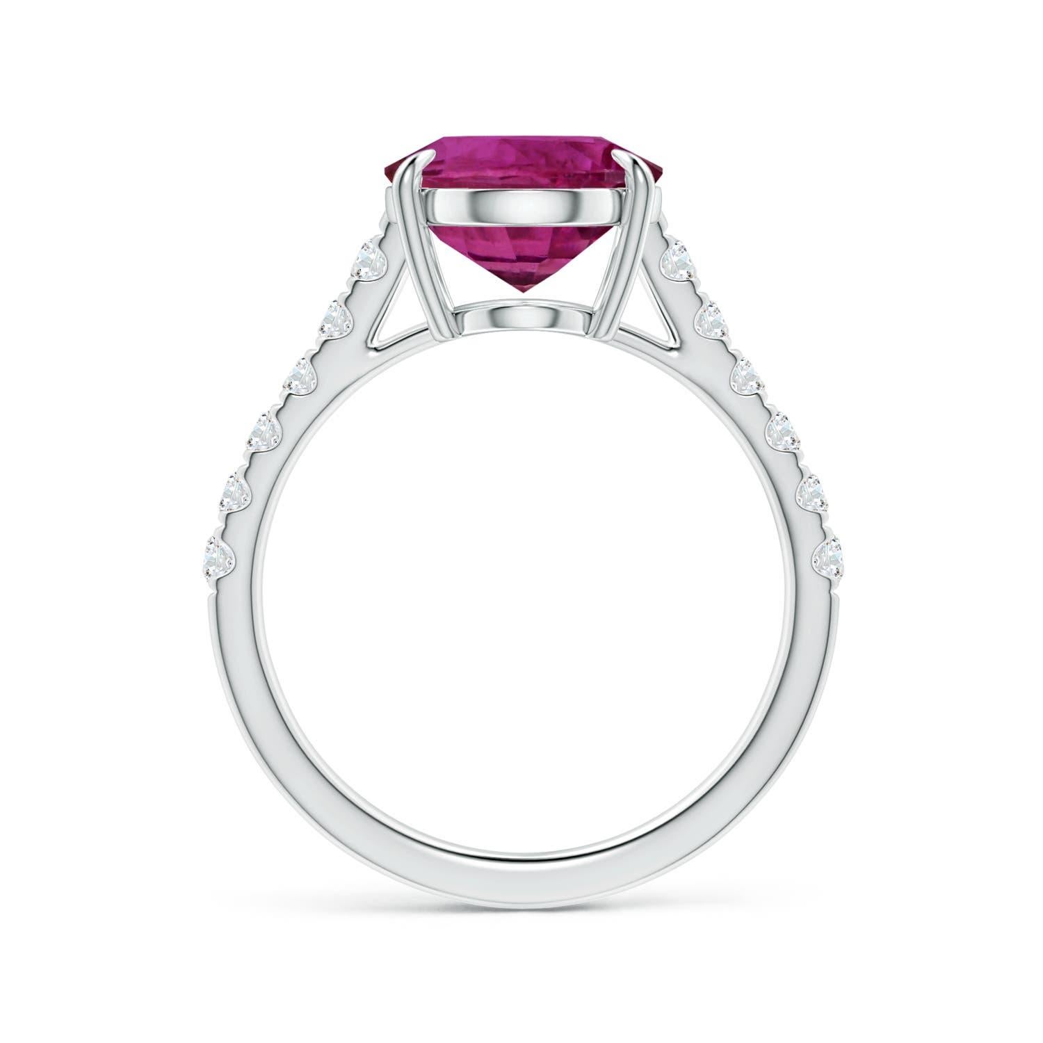 For Sale:  ANGARA Claw-Set GIA Certified Oval Pink Sapphire White Gold Ring with Diamonds 2