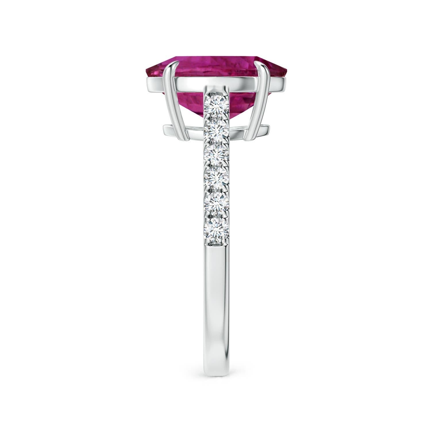 ANGARA Claw-Set GIA Certified Oval Pink Sapphire White Gold Ring with Diamonds 4