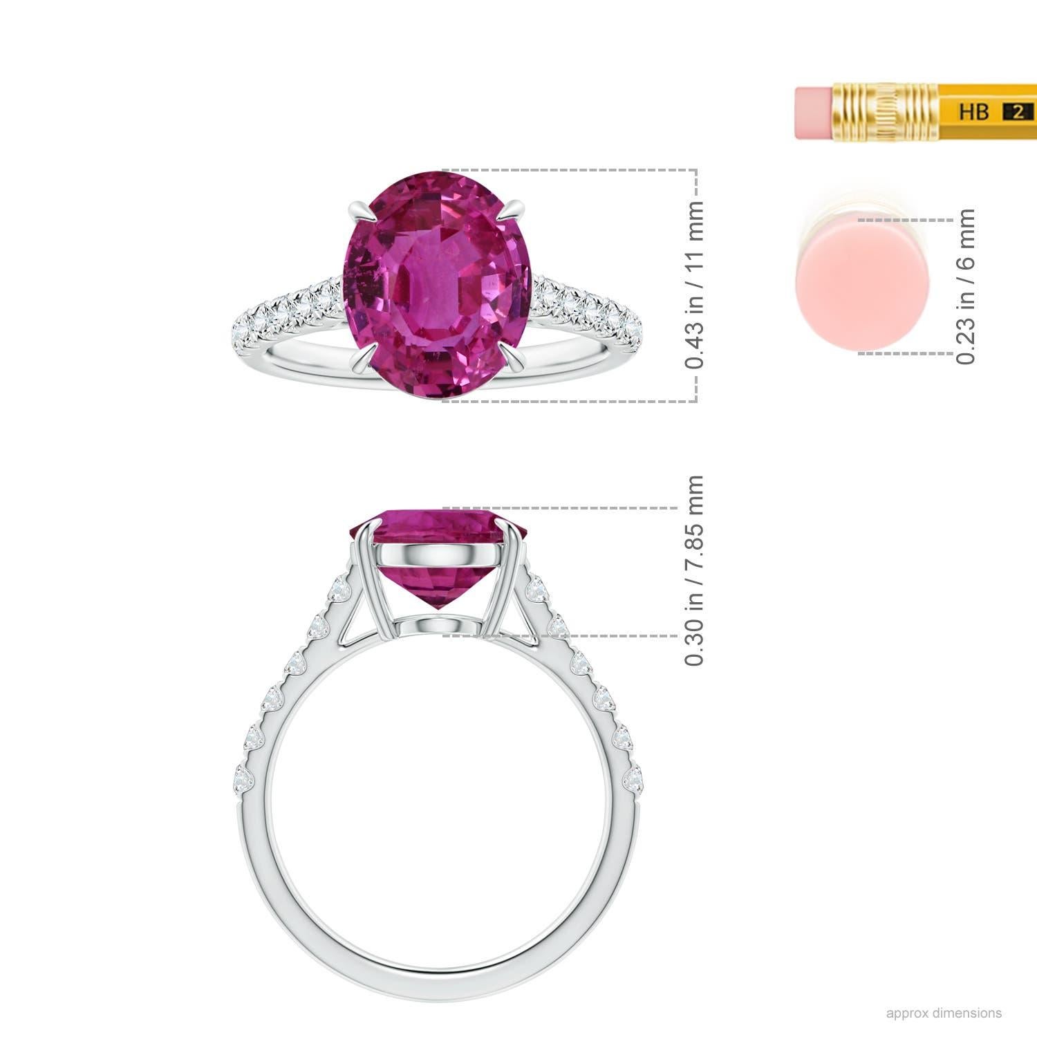 For Sale:  ANGARA Claw-Set GIA Certified Oval Pink Sapphire White Gold Ring with Diamonds 5