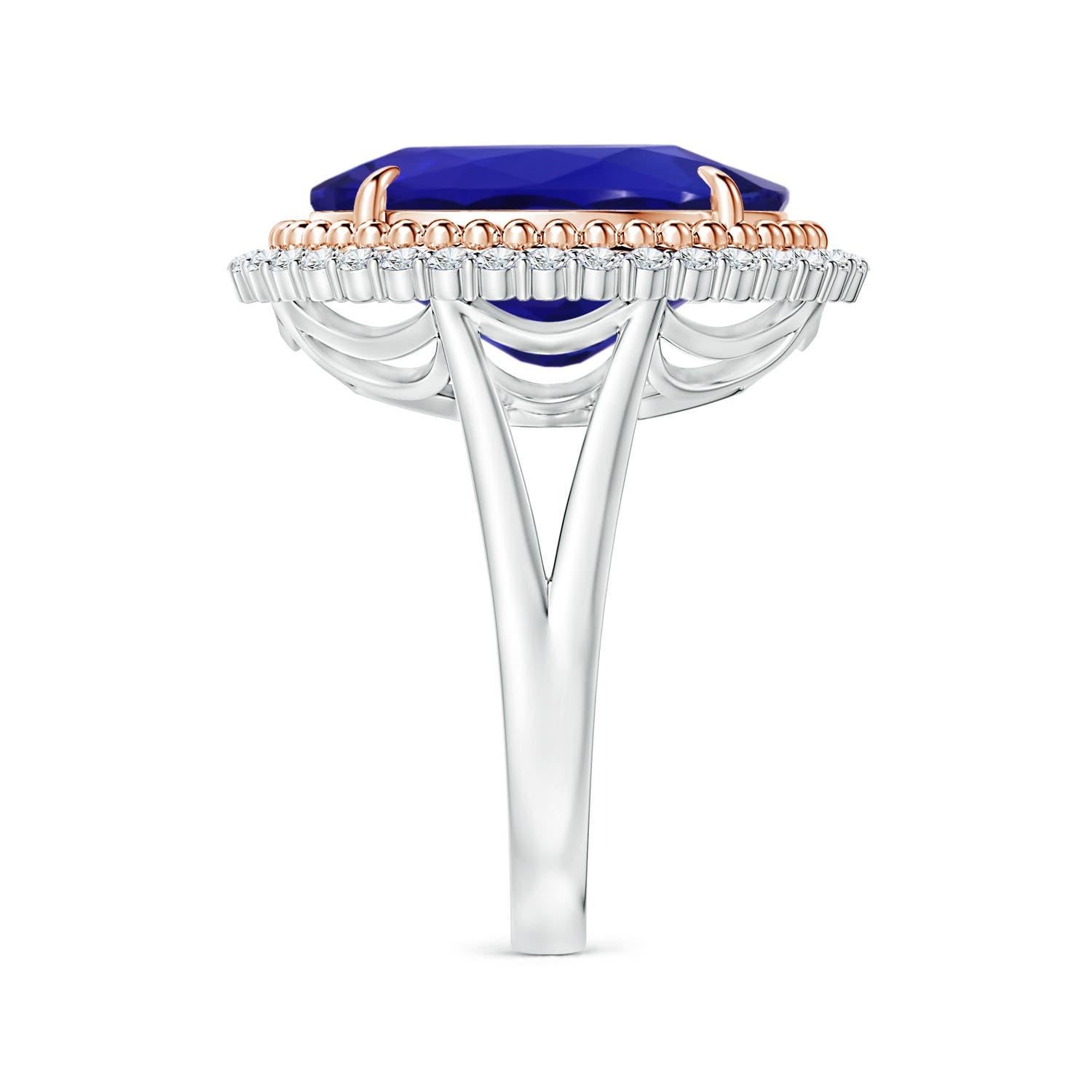 For Sale:  Angara Claw-Set GIA Certified Oval Tanzanite Floral Halo Ring in Rose Gold 3