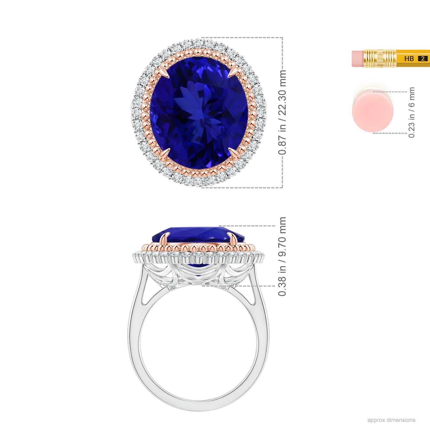 For Sale:  Angara Claw-Set GIA Certified Oval Tanzanite Floral Halo Ring in Rose Gold 5