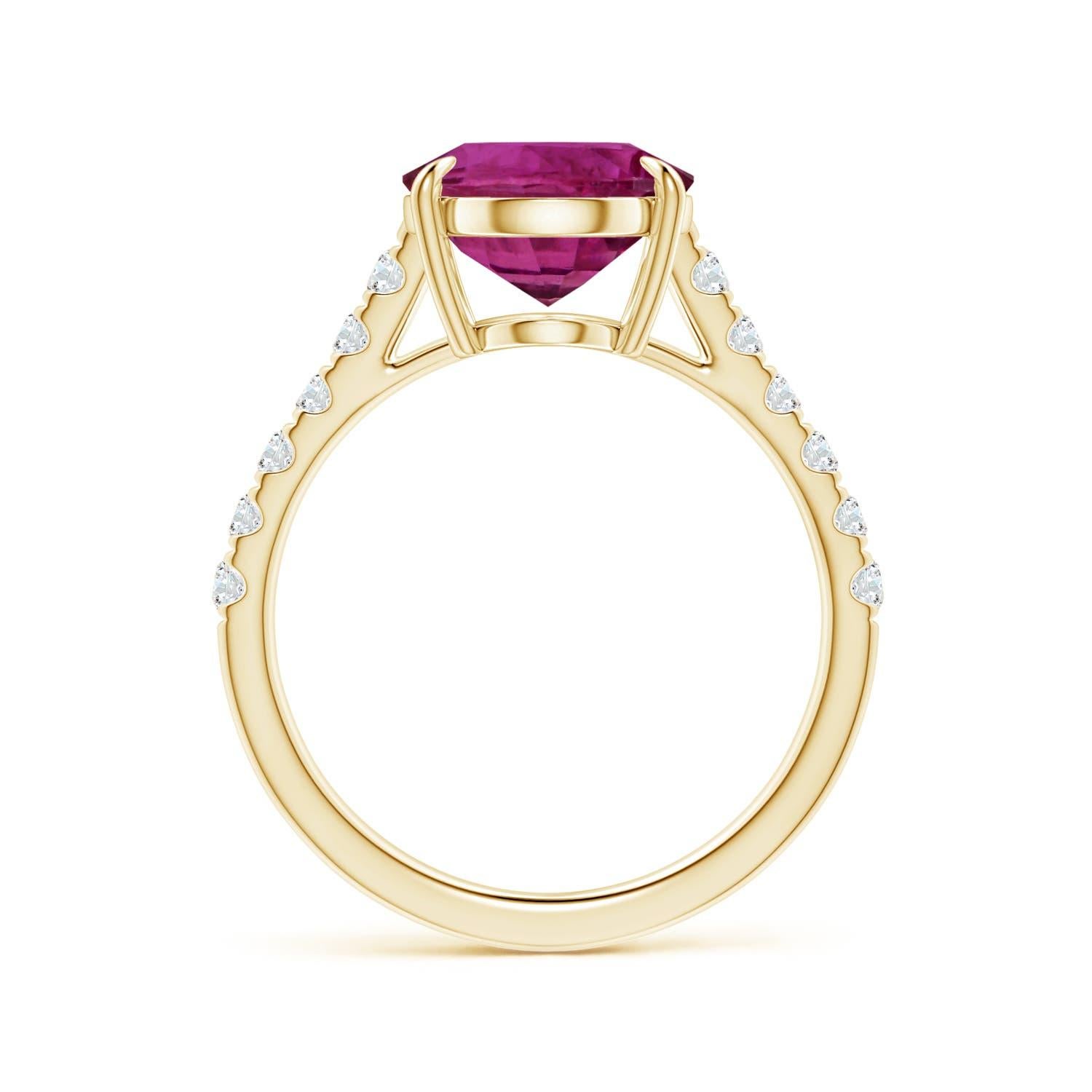 For Sale:  ANGARA Claw-Set GIA Certified Pink Sapphire Ring in Yellow Gold with Diamonds 2