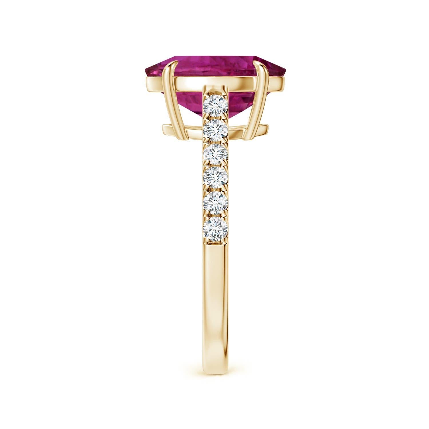 For Sale:  ANGARA Claw-Set GIA Certified Pink Sapphire Ring in Yellow Gold with Diamonds 4