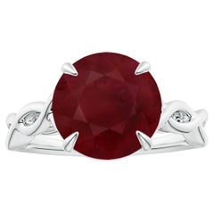 ANGARA Bague solitaire en platine avec tige torsadée et sertie de griffes en rubis certifié GIA