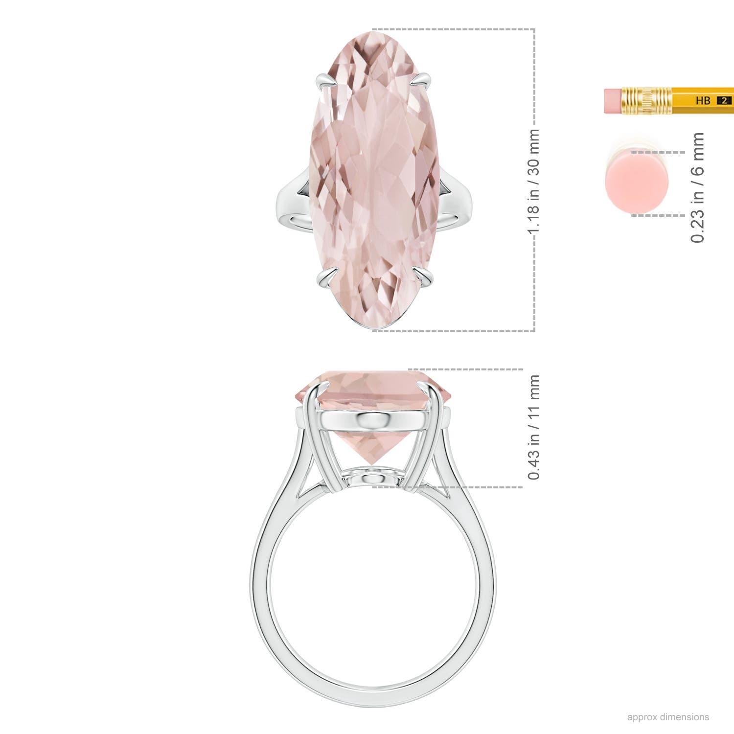 For Sale:  ANGARA Claw-Set GIA Certified Solitaire Morganite Split Shank Ring in Platinum 5
