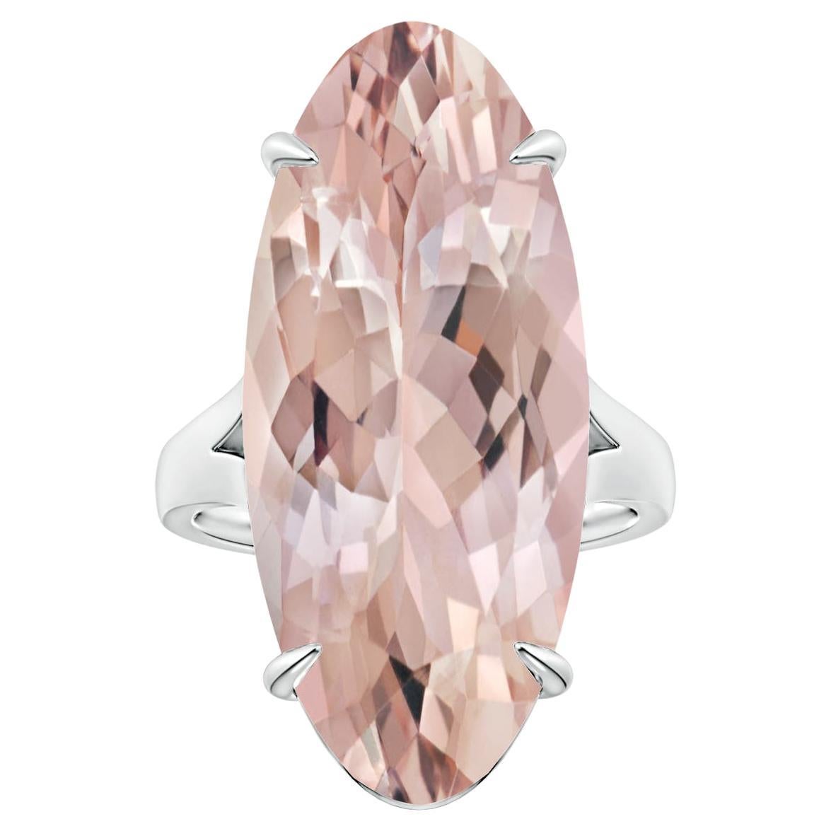 For Sale:  ANGARA Claw-Set GIA Certified Solitaire Morganite Split Shank Ring in Platinum