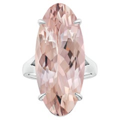 ANGARA Bague à tige fendue solitaire en platine et morganite certifiée GIA, sertie de griffes