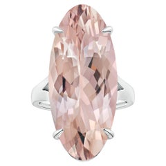 Angara Claw-Set GIA Certified Solitaire Morganite Split Shank Ring in White Gold