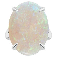 ANGARA Bague solitaire en platine avec tige fendue et sertie d'une opale certifiée GIA