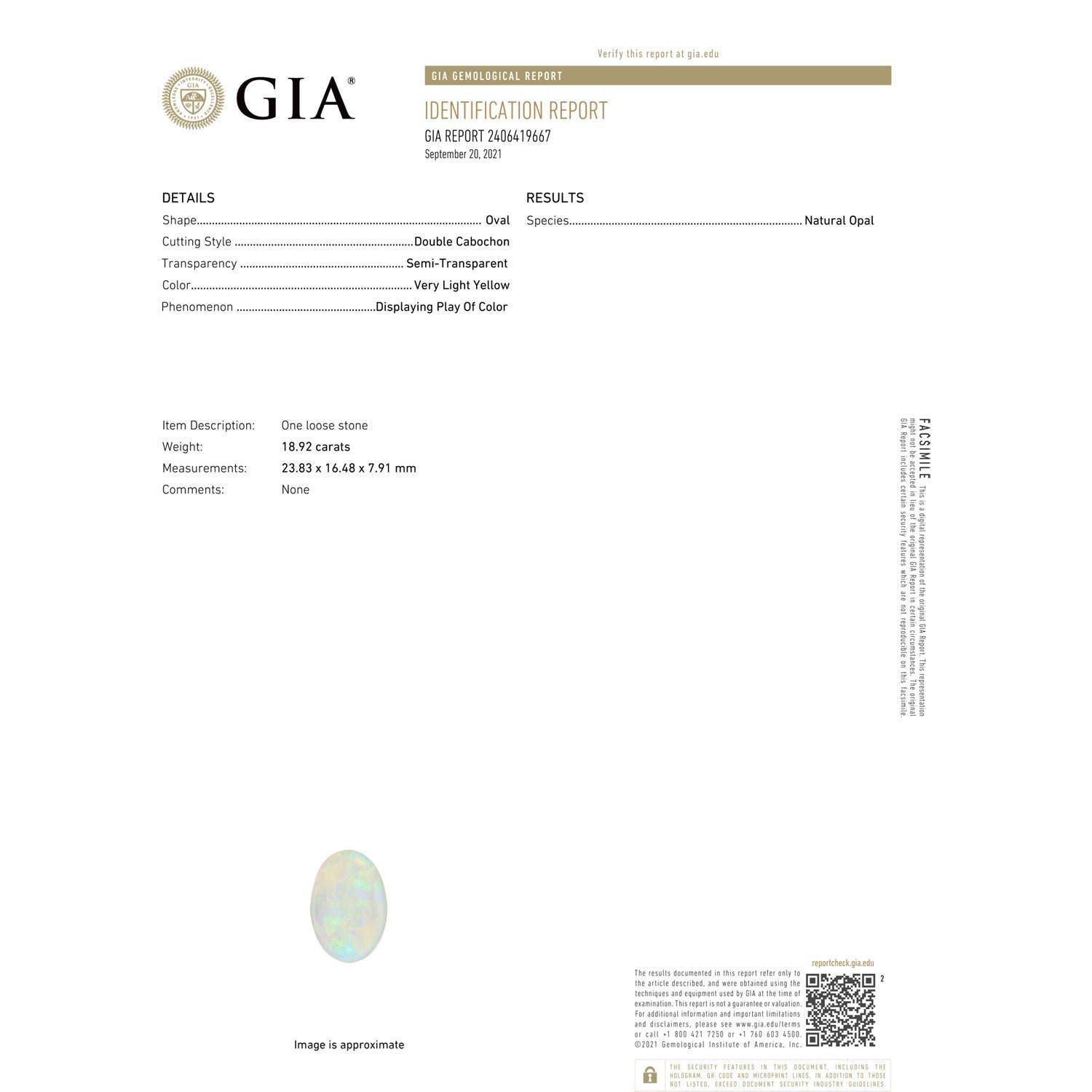 En vente :  ANGARA Bague solitaire en or blanc avec tige fendue et opale certifiée GIA 3