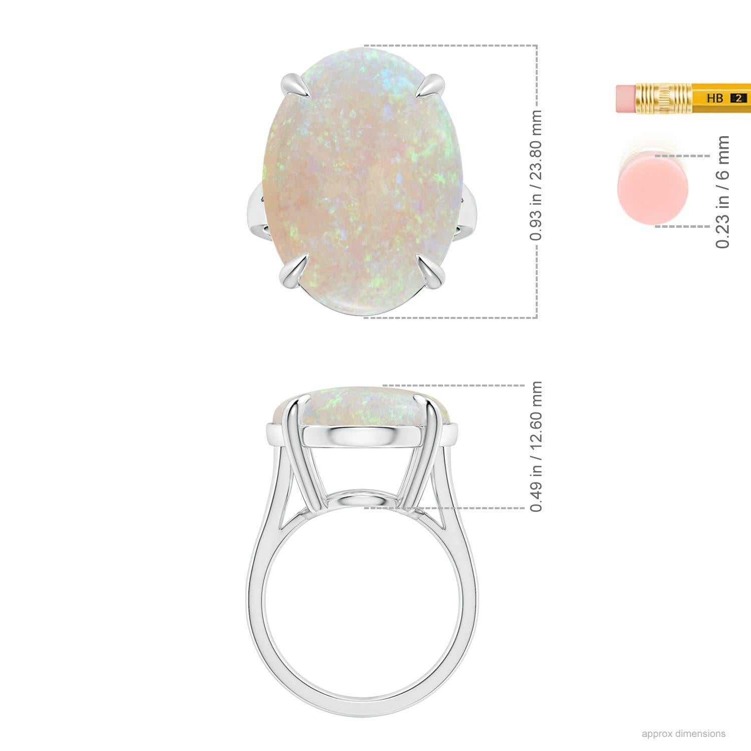 Angara Claw-Set Gia Certified Solitaire Opal Ring in White Gold with Split Shank 5