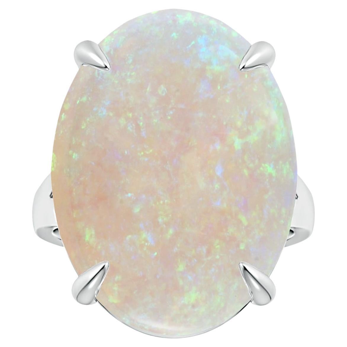 En vente :  ANGARA Bague solitaire en or blanc avec tige fendue et opale certifiée GIA
